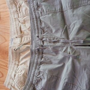 Natural reflections 2 pair of shorts, gray and Tan